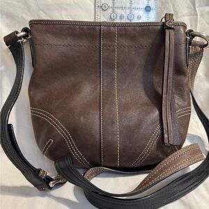 Coach Chocolate Brown Leather Crossbody Bag w/Adjustable Strap